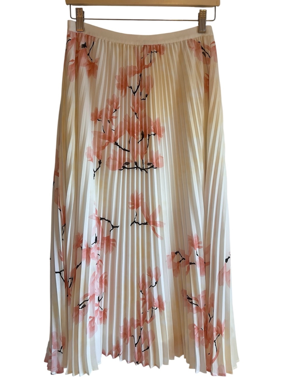 Babaton Jude Pleated Maxi Skirt in cherry blossom print Sz M excellent condition